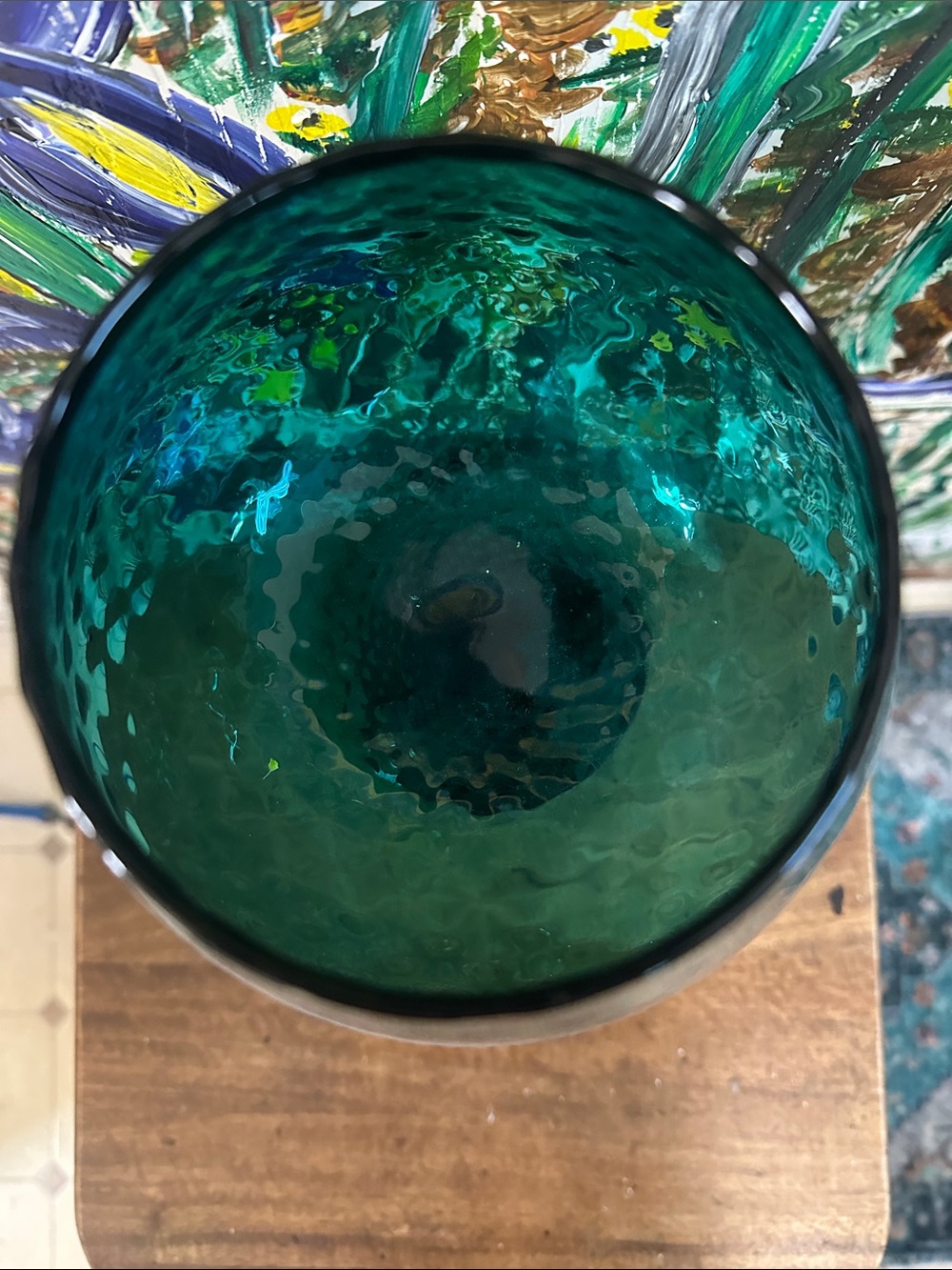 Peacock Teal Vintage Empoli Italian Brandy Snifter/Vase - Picture 5 of 9